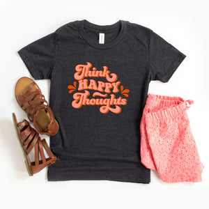 Retro Think Happy Thoughts Youth Short Sleeve Tee