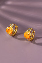 Load image into Gallery viewer, Stainless steel smiley face huggie hoop earrings