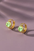 Load image into Gallery viewer, Stainless steel smiley face huggie hoop earrings