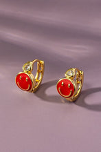 Load image into Gallery viewer, Stainless steel smiley face huggie hoop earrings