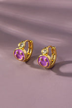 Load image into Gallery viewer, Stainless steel smiley face huggie hoop earrings