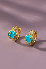 Load image into Gallery viewer, Stainless steel smiley face huggie hoop earrings