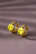 Load image into Gallery viewer, Stainless steel smiley face huggie hoop earrings