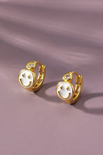 Load image into Gallery viewer, Stainless steel smiley face huggie hoop earrings