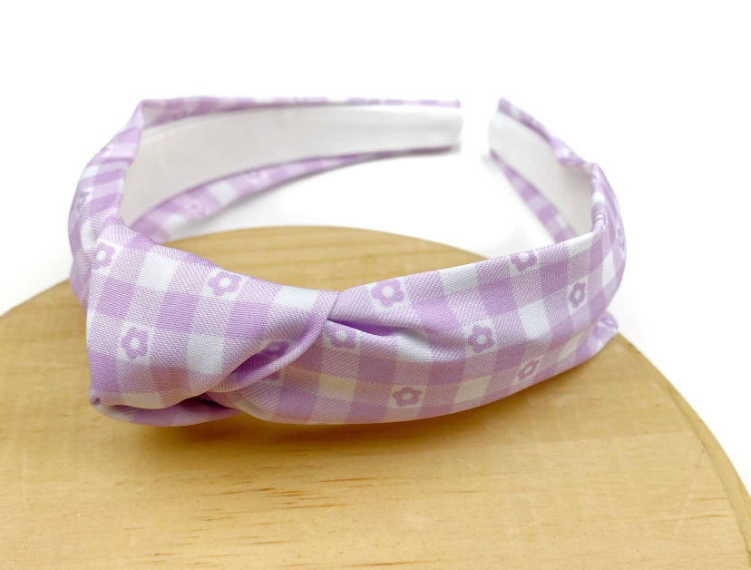 Purple Gingham Headband