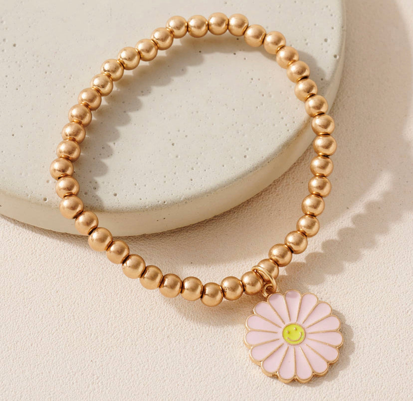 Light Pink Flower Charm Bracelet