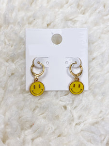 Happy Face Drop Earring: Yellow