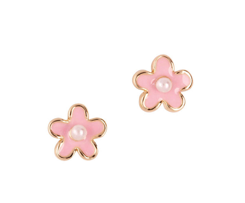Pink Flower Clip-on Earrings