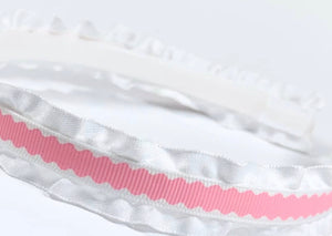 Double Ruffle Pink Scallop Headband