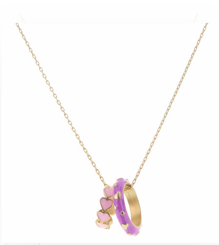 Wearable Ring Necklace: Pink Heart
