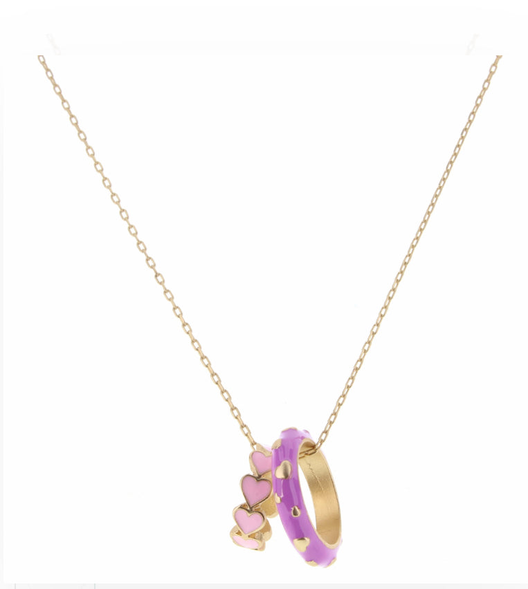 Wearable Ring Necklace: Pink Heart