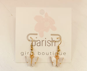 White Butterfly Dangle Earrings