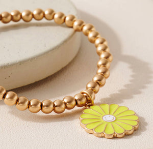 Yellow Flower Charm Bracelet