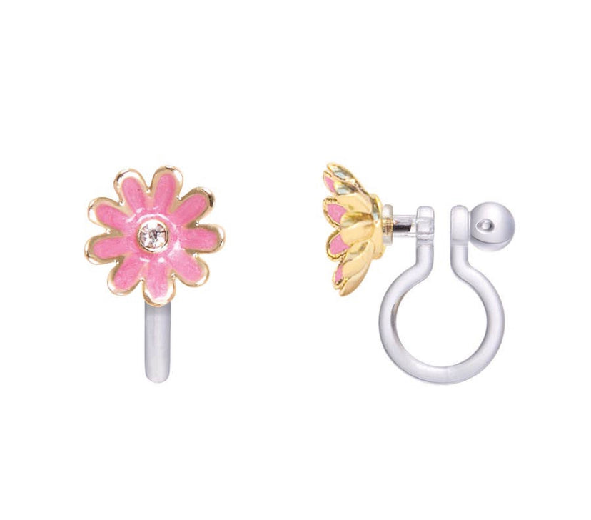 Pink Daisy Clip-on Earrings