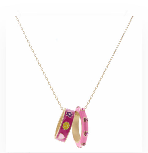 Wearable Ring Necklace: Smiley Face Pink