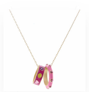 Wearable Ring Necklace: Smiley Face Pink