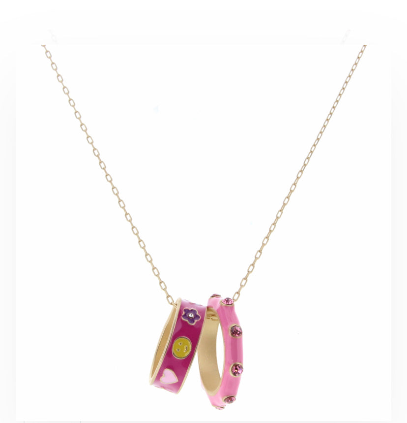 Wearable Ring Necklace: Smiley Face Pink